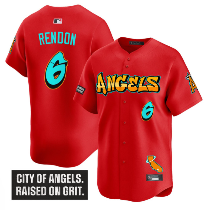 Anthony Rendon Jersey #6 Los Angeles Angels Graffiti Halo Drop Stitched Red