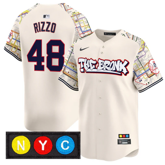 Anthony Rizzo Jersey #48 New York Yankees The Bronx Subway Style Premier Stitched Cream