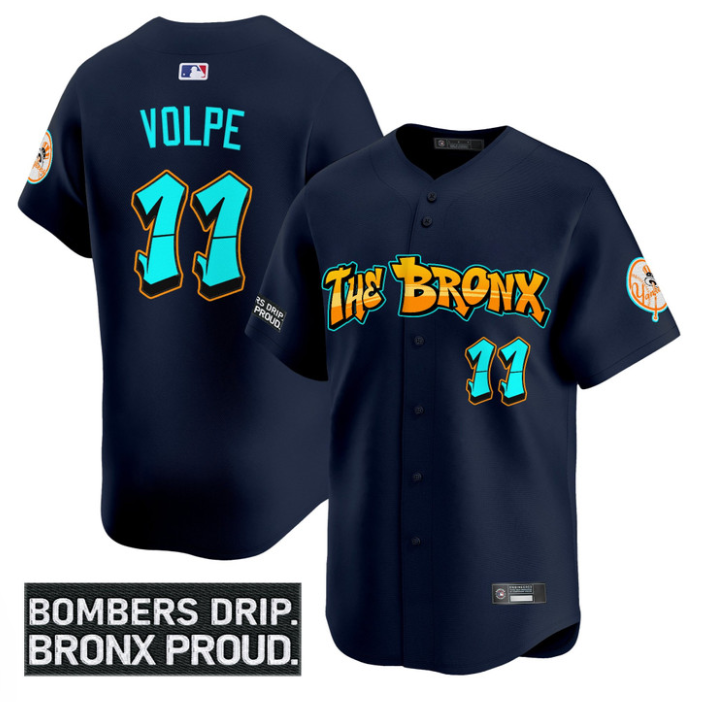 Anthony Volpe Jersey #11 Yankees Graffiti Bronx Bombers Edition Stitched Navy