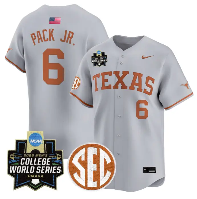 Anthony Pack Jr Jersey #6 Texas Longhorns 2026 World Series Vapor Stitched