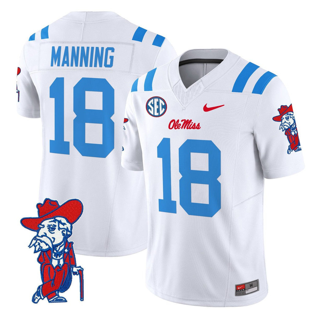 Archie Manning Jersey #18 Ole Miss Rebels 2025 Limited V2 Stitched White Limited