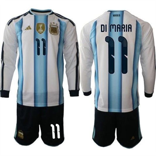 Argentina #11 DI MARIA Jersey Long Sleeve National Team x World Cup 2026 Home White On Field Soccer