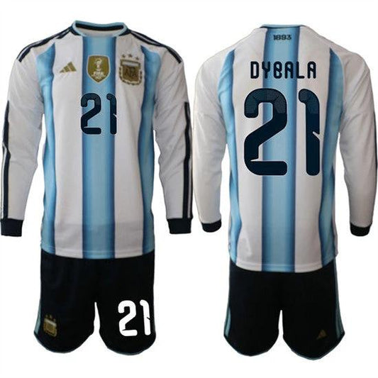 Argentina #21 DYBALA Jersey Long Sleeve National Team x World Cup 2026 Home White On Field Soccer