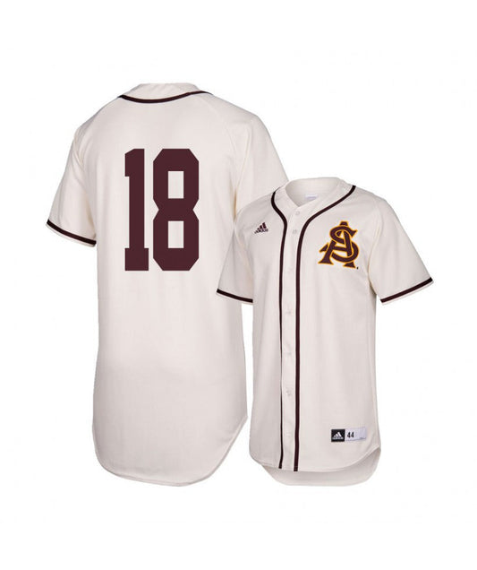 Arizona State Sun Devils 18 Trevor Hauver White Baseball Jersey