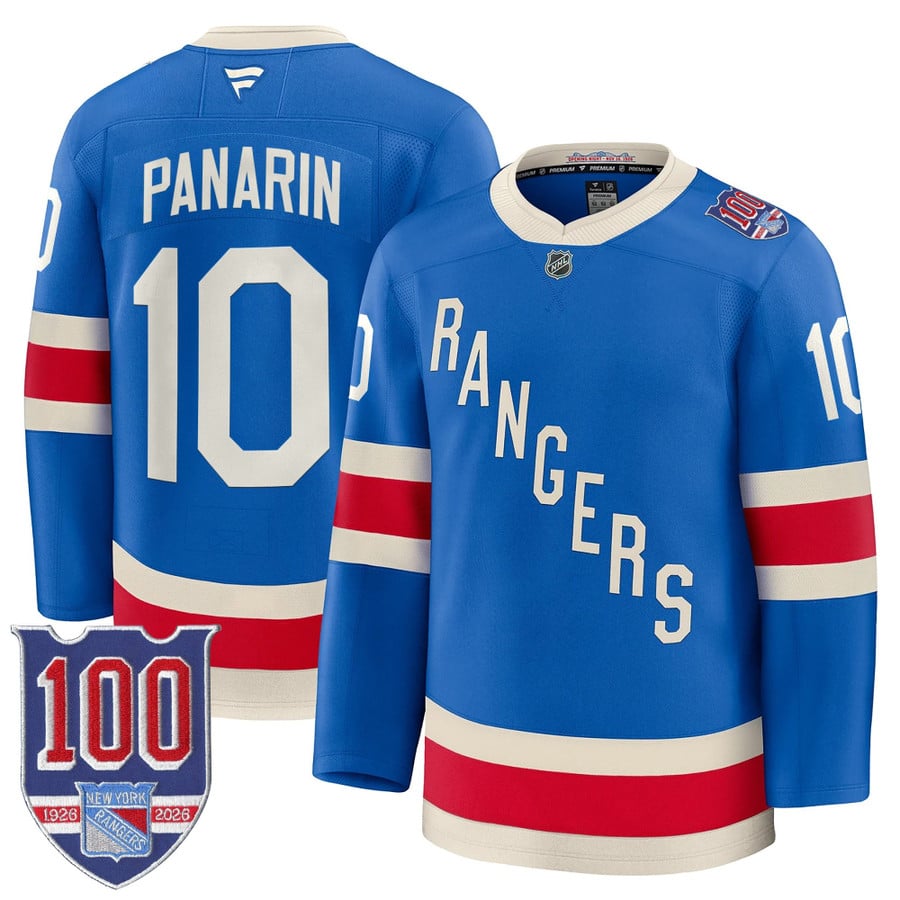Artemi Panarin Jersey #10 New York Rangers 1926 Throwback 100th Patch Stitched