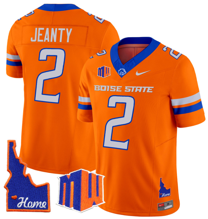 Ashton Jeanty Jersey #2 Boise State Broncos 2024 Home Patch Vapor Football Orange