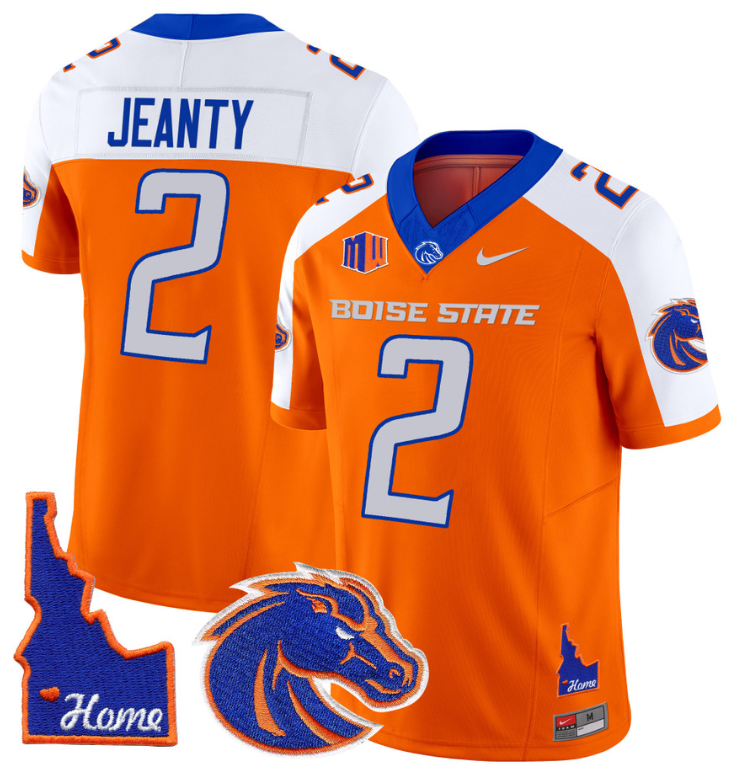Ashton Jeanty Jersey #2 Boise State Broncos 2024 Home Patch Vapor Football Orange Alternate