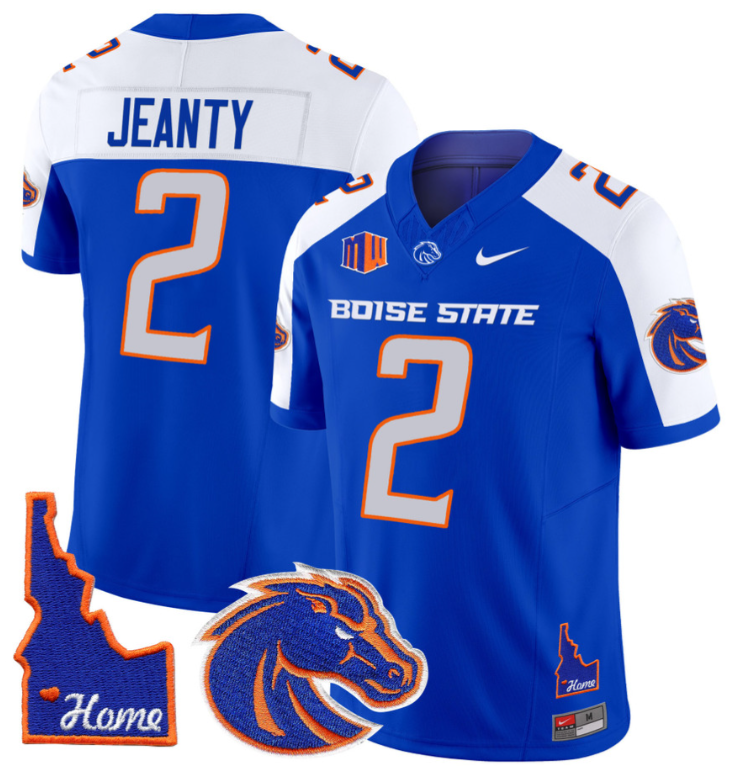 Ashton Jeanty Jersey #2 Boise State Broncos 2024 Home Patch Vapor Football Royal Alternate