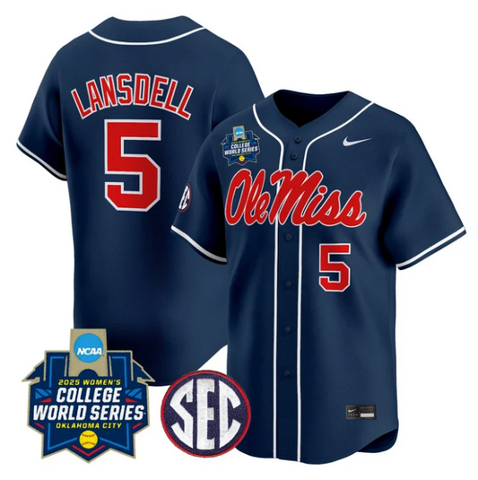 Ashton Lansdell Jersey #5 Ole Miss Rebels Softball 2025 World Series Stitched Navy
