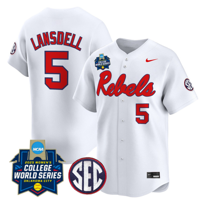 Ashton Lansdell Jersey #5 Ole Miss Rebels Softball 2025 World Series Stitched White