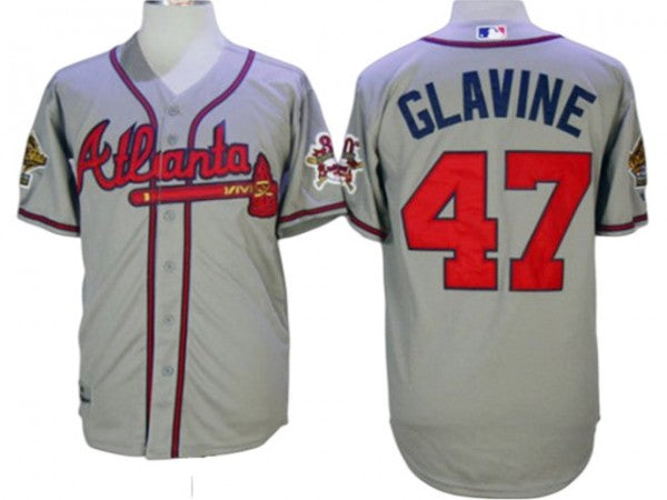 Atlanta Braves #47 Tom Glavine 1995 Throwback Jersey - Gray