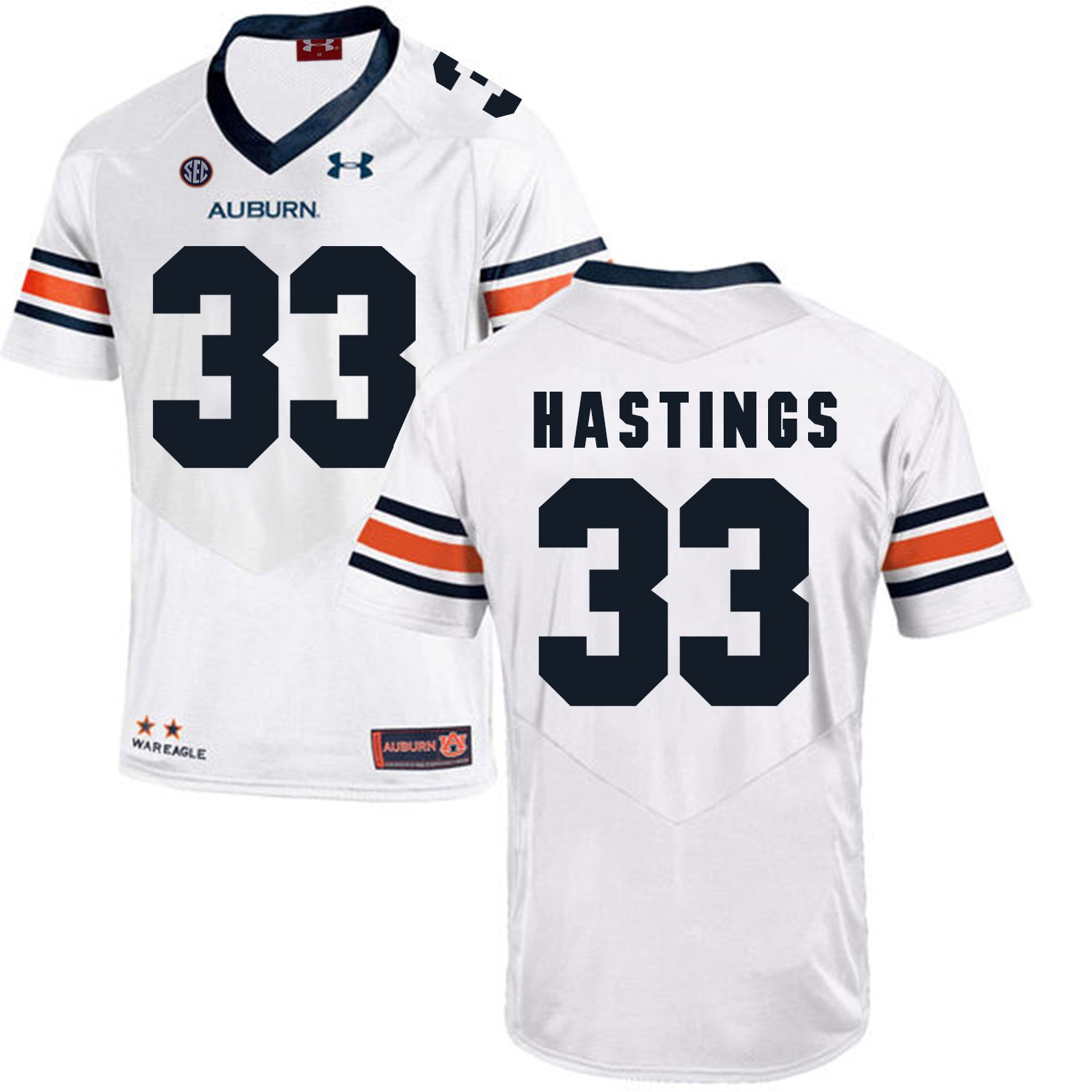 Auburn Tigers Under Armour #33 Will Hastings Football Jersey White