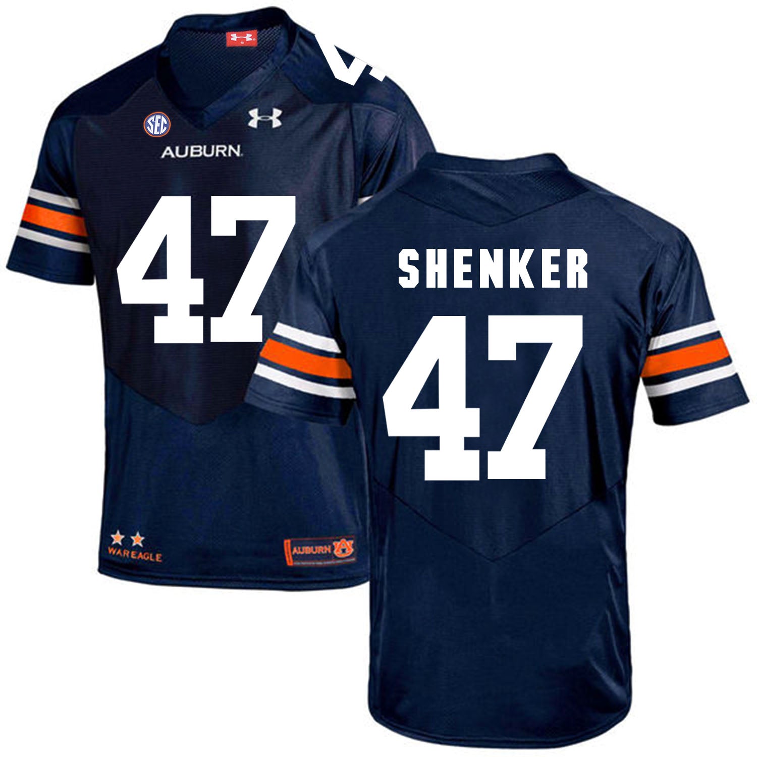 Auburn Tigers Under Armour #47 SHENKER Football Jersey Dark Blue