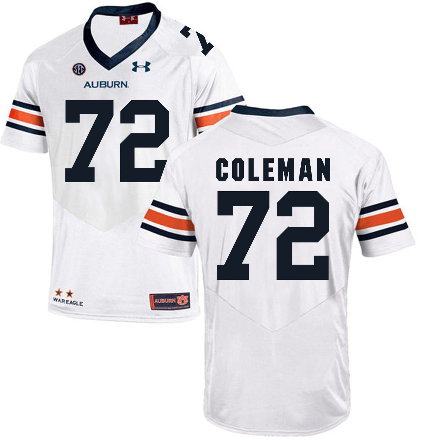 Auburn Tigers Under Armour #72 Shon Coleman Football Jersey White
