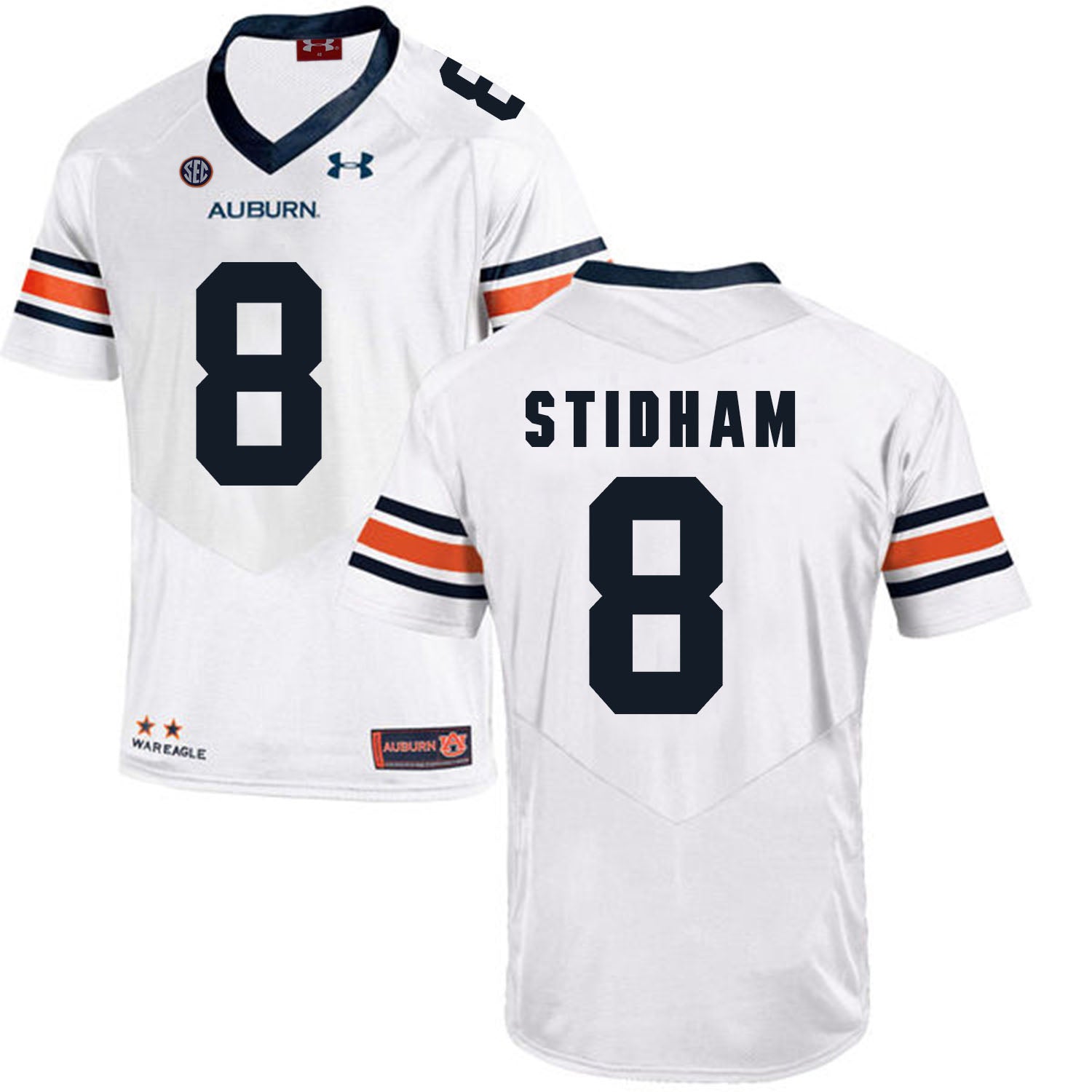 Auburn Tigers Under Armour #8 STIDHAM Football Jersey White