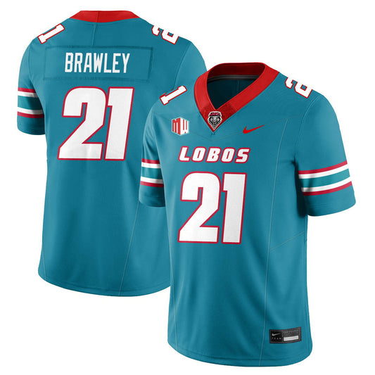 Austin Brawley Jersey #21 UNM Lobo Football 2025 All Stitched Turquoise