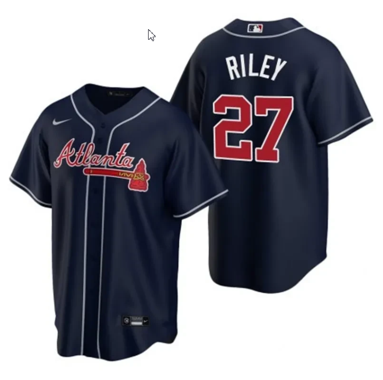 Austin Riley Atlanta Braves Navy Jersey - All Stitched