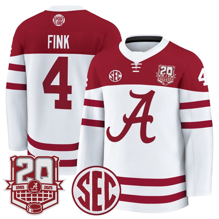 Austin Fink Jersey #4  Alabama Crimson Tide 2025-26 Premium 20th Anniversary Patch Stitched