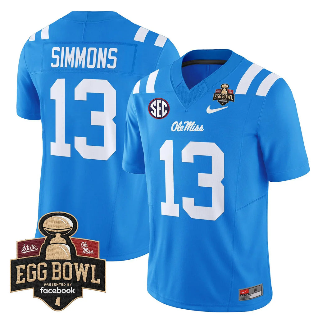 Austin Simmons Jersey #13 Ole Miss Rebels 2025 Egg Bowl Limited Stitched