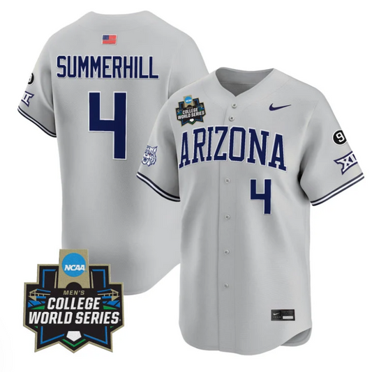 Brendan Summerhill Jersey #4 Arizona Wildcats 2025 World Series Stitched Gray