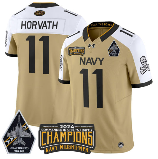 Blake Horvath Jersey 11 Navy Midshipmen Commander-in-chief's Trophy Gold Alternate