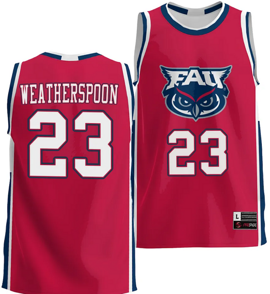 Brandon Weatherspoon Jersey #23 FAU Owls NIL College Basketball Lightweight Red