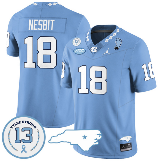 Bryson Nesbit Jersey #18 North Carolina Tar Heels Vapor College Football Stitched Blue