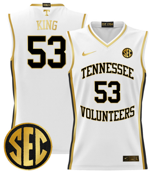 Bernard King Jersey #53 Tennessee Vols 2024 Lightweight Basketball White Gold