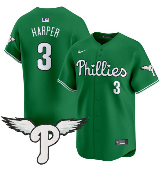 Bryce Harper Jersey #3 Philadelphia Phillies 2025 Vapor Premier Limited Stitched Kelly Green