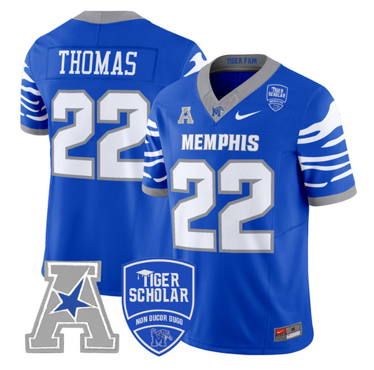 Brandon Thomas Jersey #22 Memphis Tigers 2024 Vapor Limited Stitched Royal