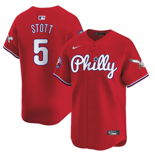 Bryson Stott Jersey #5 Phillies and Eagles Vapor Premier Limited Stitched Red