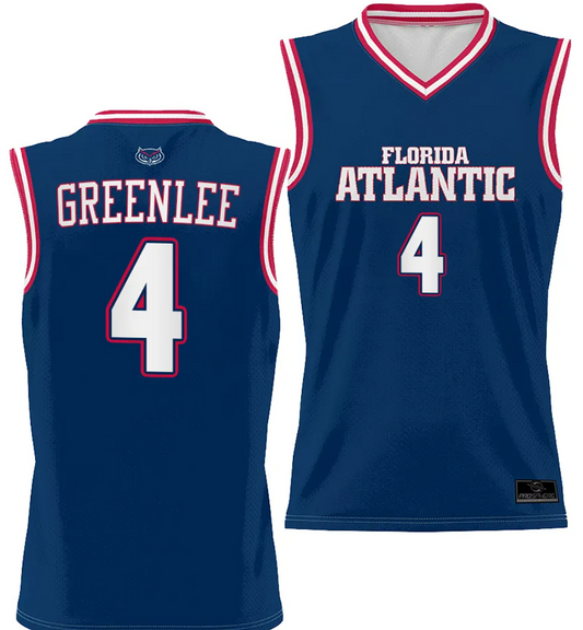 Bryan Greenlee Jersey #4 FAU Owls Full Sublimated Alternate Basketball Navy
