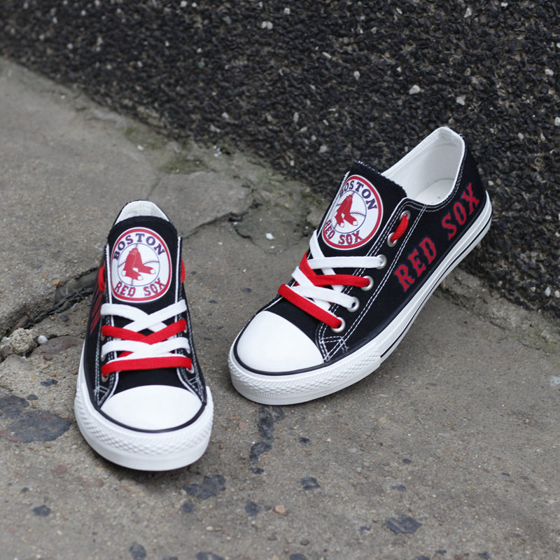 Boston Red Sox Limited Print MLB Baseball Fans Low Top Canvas Shoes Sport Sneakers T-DJ246H