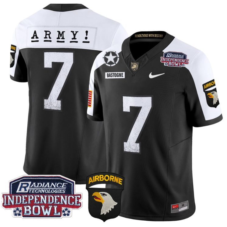 Bastogne Jersey #7 Army Black Knights Independence Bowl Patch Black Alternate