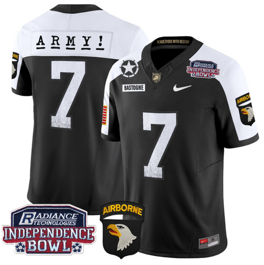 Bastogne Jersey #7 Army Black Knights Independence Bowl Patch Black Alternate