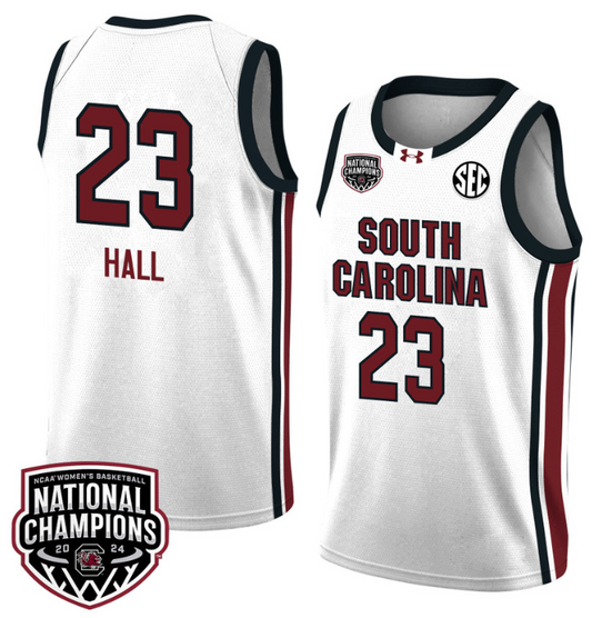 Bree Hall Jersey #23 South Carolina Gamecocks 2024 NCAA Basketball National Champions White Red
