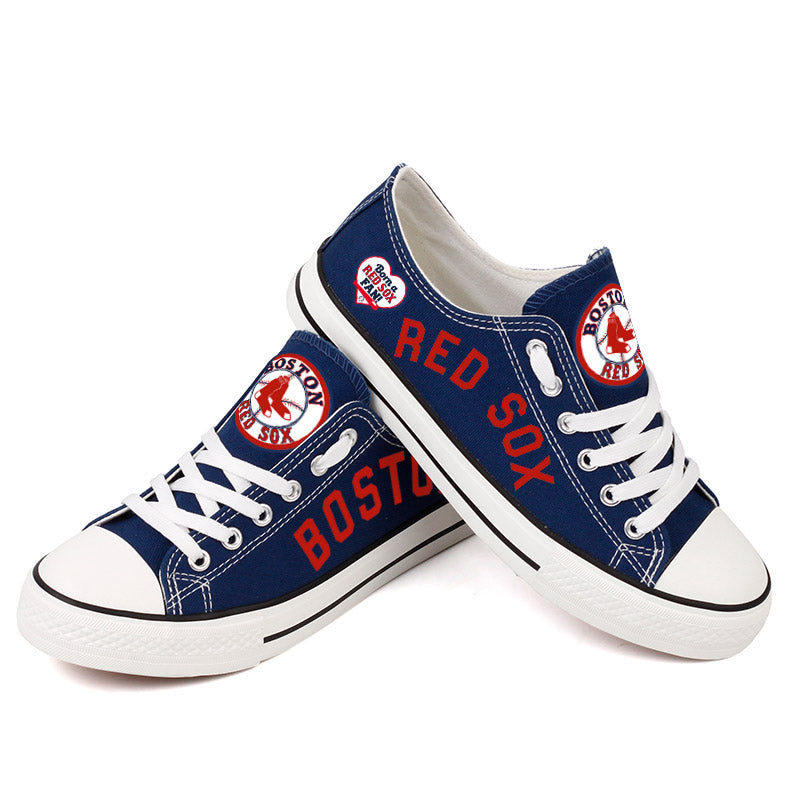 Boston Red Sox Limited Print MLB Baseball Fans Low Top Canvas Shoes Sport Sneakers T-DAC166L