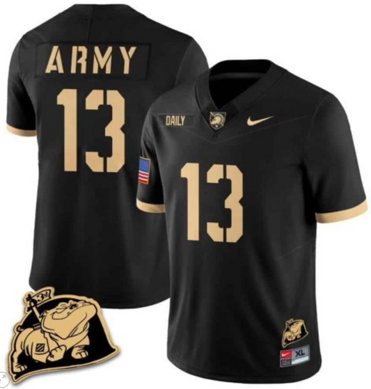 Bryson Daily Jersey #13 Army Black Knights Jersey Rocky The Bulldog Patch Vapor Limited College Football Stitched Black