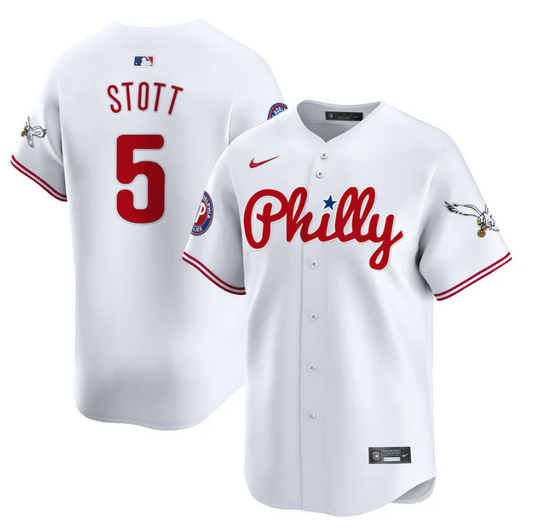 Bryson Stott Jersey #5 Phillies and Eagles Vapor Premier Limited Stitched White