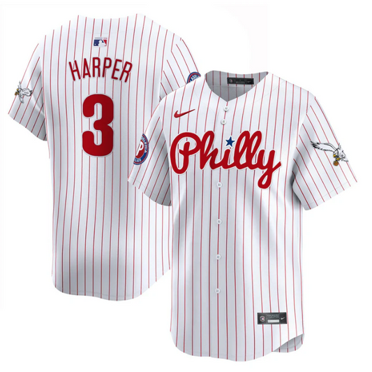 Bryce Harper Jersey #3 Phillies and Eagles Vapor Premier Limited Stitched Pinstripe