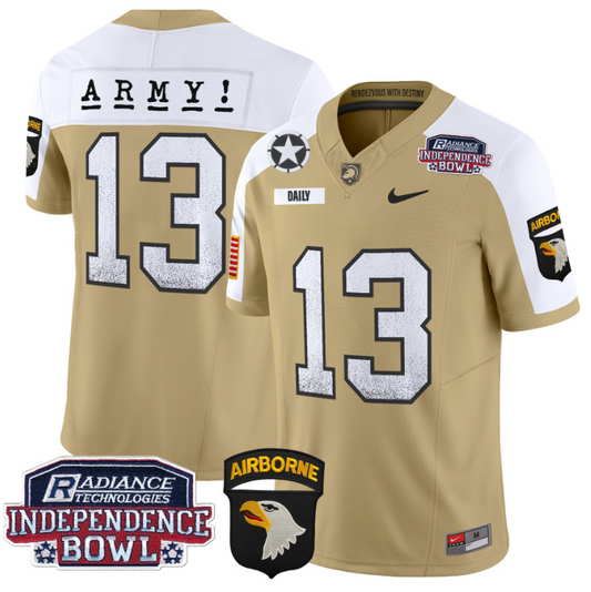 Bryson Daily Jersey #13 Army Black Knights Independence Bowl Patch Tan Alternate