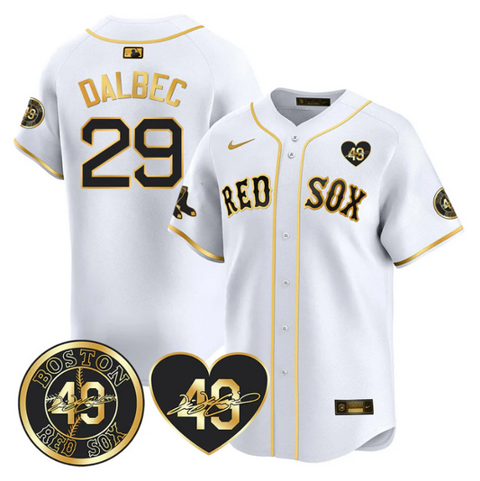 Bobby Dalbec Jersey #29 Boston Red Sox Tim Wakefield Memorial Patch Stitched White Gold