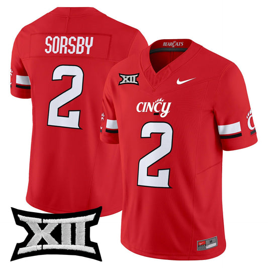 Brendan Sorsby Jersey #2 Cincinnati Bearcats 2025 Vapor Limited Stitched Red