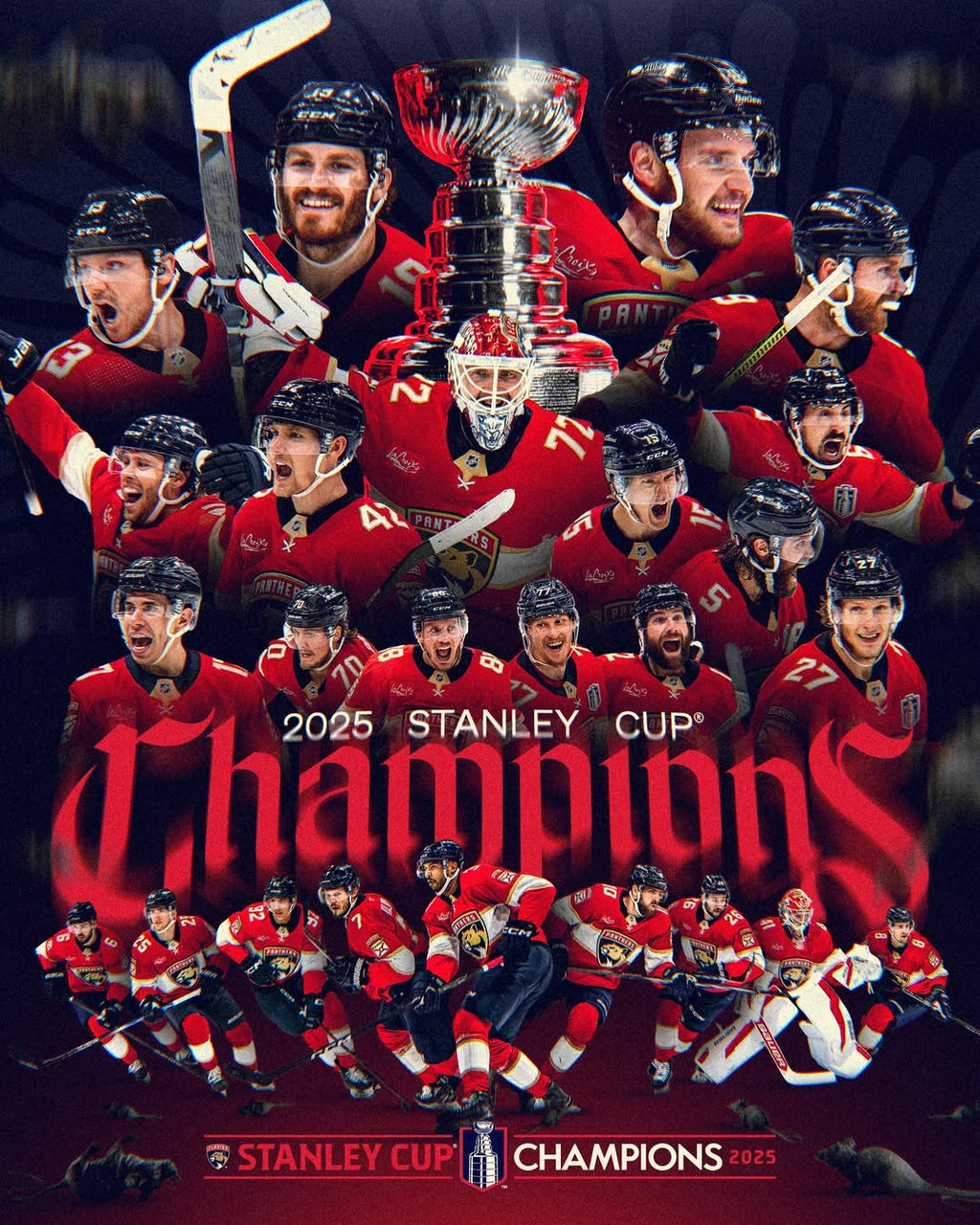 Florida Panthers 2025 Stanley Cup Champions Custom Jersey - All Stitched