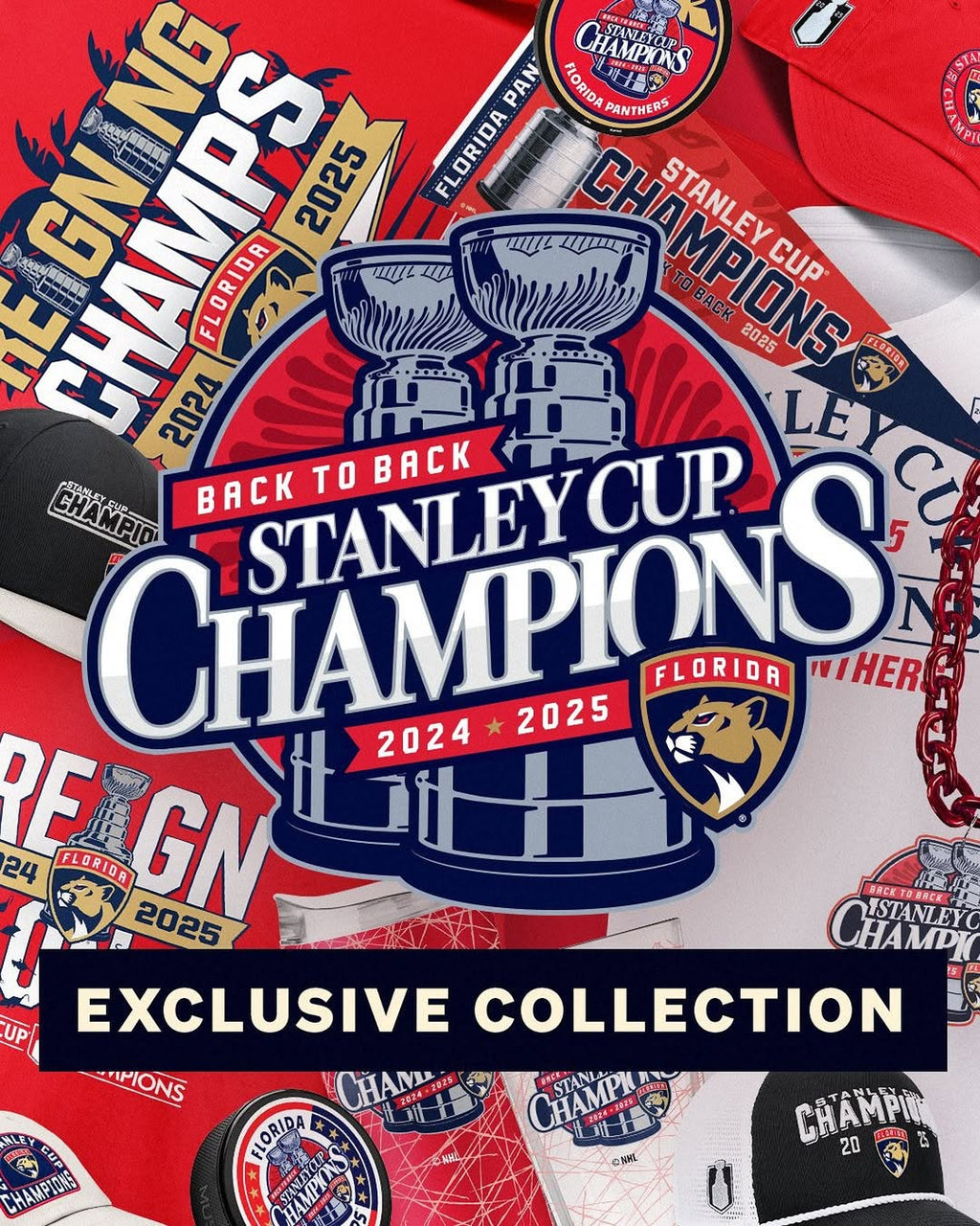 Custom San Florida Panthers 2025 Stanley Cup B2B Champions Jersey - All Stitched