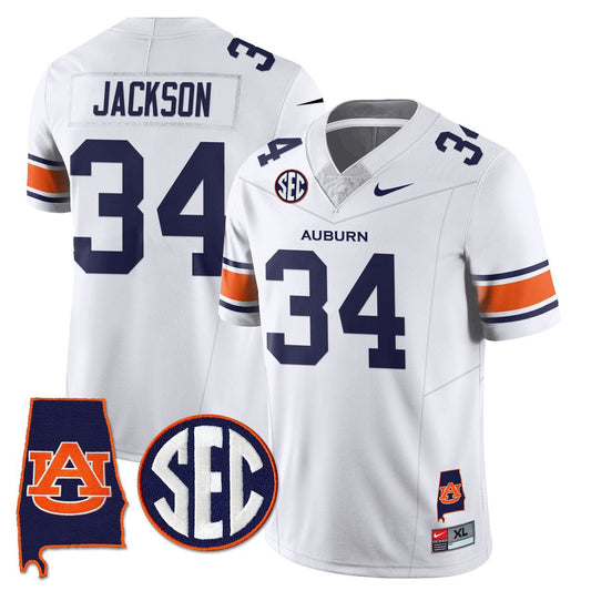 Bo Jackson Jersey #34 Auburn Tigers Alabama Patch Vapor Stitched White