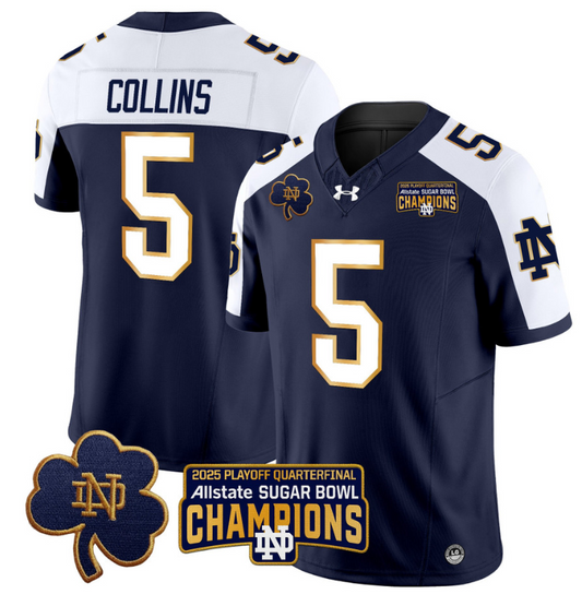 Beaux Collins Jersey #5 Notre Dame 2025 Sugar Bowl Champions Navy Alternate