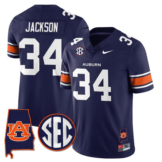 Bo Jackson Jersey #34 Auburn Tigers Alabama Patch Vapor Stitched Navy