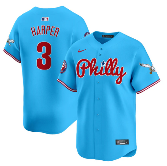 Bryce Harper Jersey #3 Phillies and Eagles Vapor Premier Limited Stitched Light Blue
