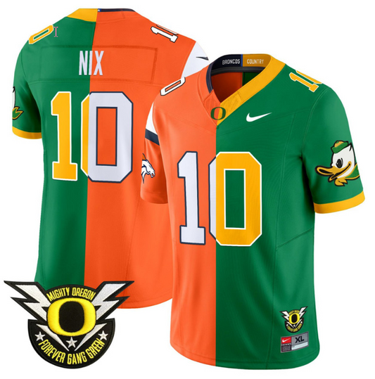 Bo Nix Jersey Orange #10 Oregon Ducks Split Vapor Limited Football Stitched